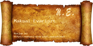 Maksai Evariszt névjegykártya